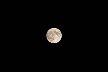Bright Silver Full Moon Isolated on Black