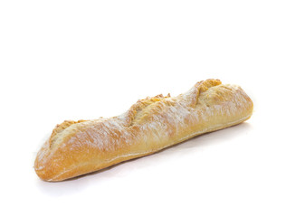 traditional baguette on white background