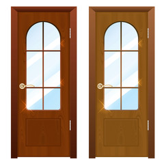 entrance wooden doors on a white background