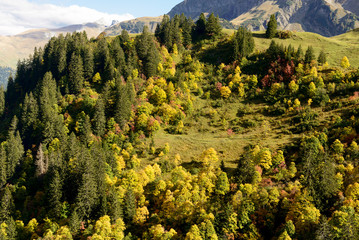 Autumn mountain landscape in the French Alps