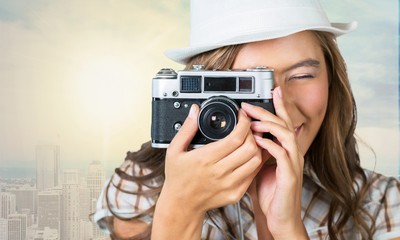 Naklejka premium Fotograf hipster.