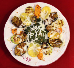 Delicious vegetarian dish on a white plate