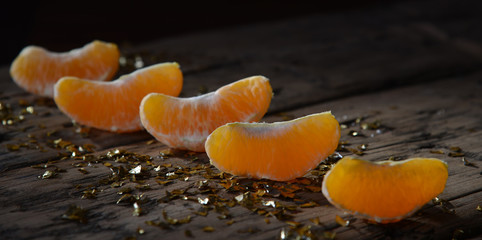Christmas Food, Orange Fruit Slices, Golden Glitter