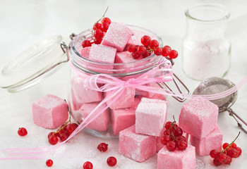 Homemade red currant marshmallows