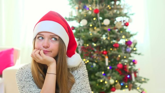 Beauty Santa girl portrait