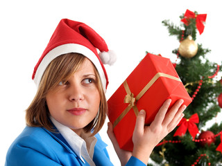 Woman with christmas present