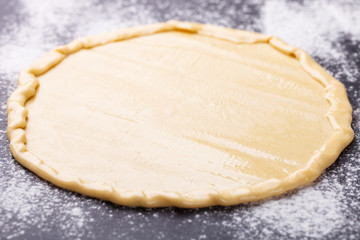 Dough pizza with ingredient.selective focus