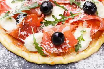 Dough pizza with ingredient.selective focus