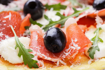 Dough pizza with ingredient.selective focus