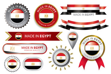 Made in Egypt Seal, Egyptian Flag (Vector Art) - 92990788