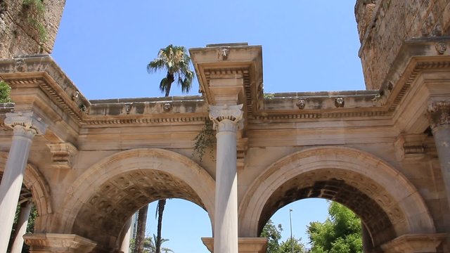 Ancient gate of Roman emperor Adrian at Antalya city center, Turkey