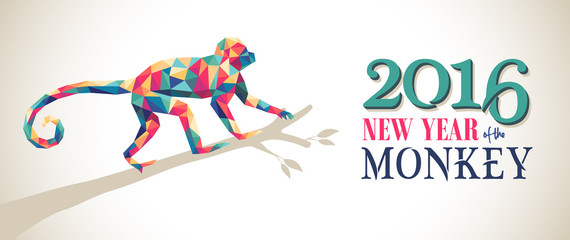 Happy china new year monkey 2016 triangle banner
