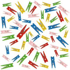 colorful wooden clothespin isolated on white