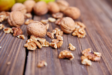 Walnuts on a table