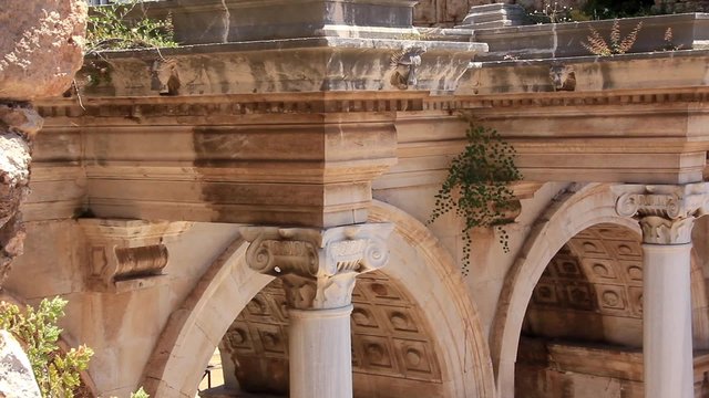 Ancient gate of Roman emperor Adrian at Antalya city center, Turkey