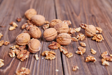 Walnuts on a table