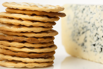 Crackers and Roquefort Close-up