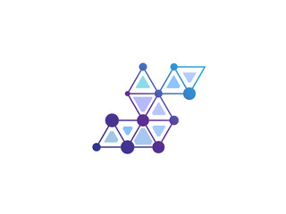 s Letter Blue Line Dot Network Logo