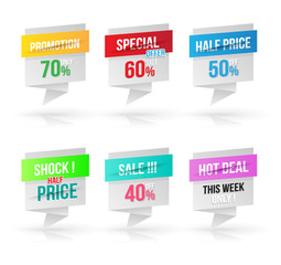 Paper banner modern style set. Vector illustration. Can use for promotion advertising.