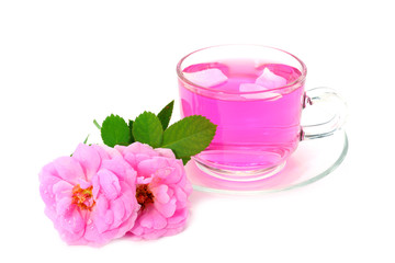Fototapeta na wymiar rose tea on white background.