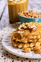 Waffles with peanut butter