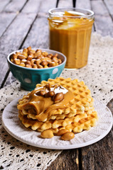 Waffles with peanut butter