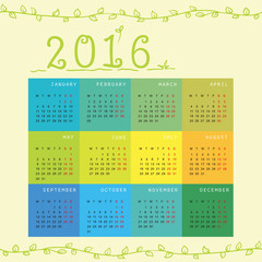 New Year monthly calendar