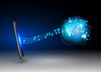 Smart Phones and Globe Connections Design.vector