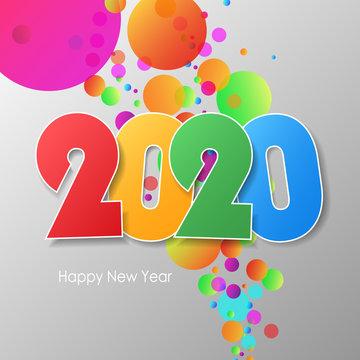 Simple greeting card happy new year 2020. 