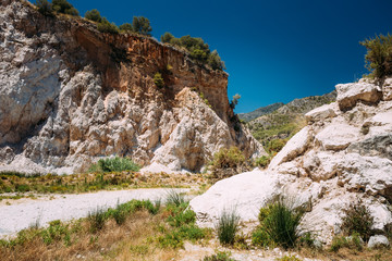 Fototapeta na wymiar Mountains near Rio Chillar River in Nerja, Malaga, Spain