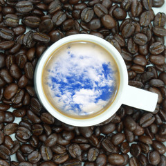 Coffee and Arabica coffee beans.