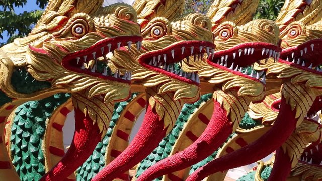 Dragons near entrance to Big Golden Buddha statue in Pattaya, Thailand