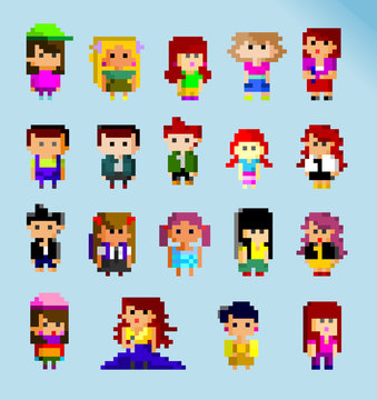 8-bit Pixel People Set