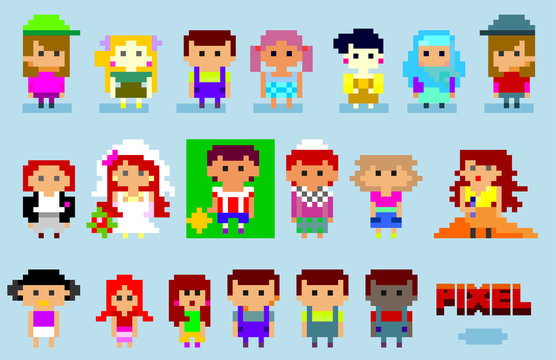 8-bit Pixel People Set