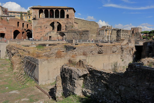 View on ruins of the Trajan Forum in Rome, Italy