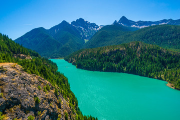 Naklejka premium Amazing view of Diablo Lake at North Cascades national park, Washington