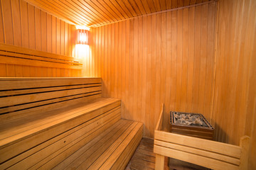 Sauna interior comfortable wooden room