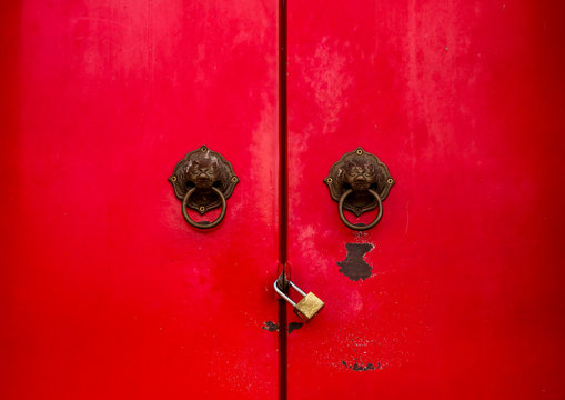 Ancient Chinese Red Door Knocker