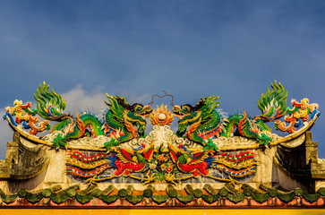Chinese dragon with blue sky