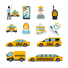 Flat taxi icons. Transportation service