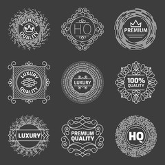 Vector set of luxury logo. Premium quality emblems. Mono line