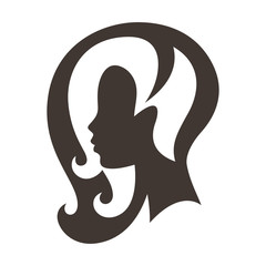Woman silhouette concept emblem of beauty or hairdressing salon