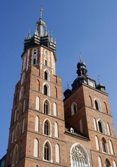 Fototapeta na wymiar towers of Mary's Church in Krakow