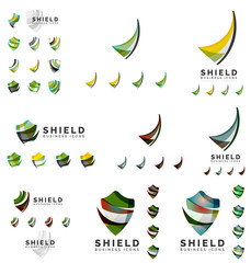 Set of company logotype branding designs, shield protection