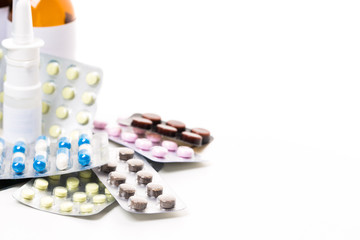 Bottles and packs of pills, medicine