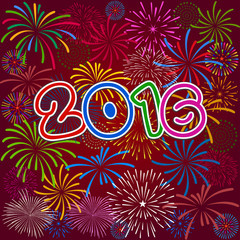 Happy New Year 2016 with fireworks background