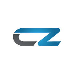 CZ company linked letter logo blue - obrazy, fototapety, plakaty