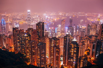 Hongkong Cityscape Night View from the Jardine's Lookout, Hong Kong, China