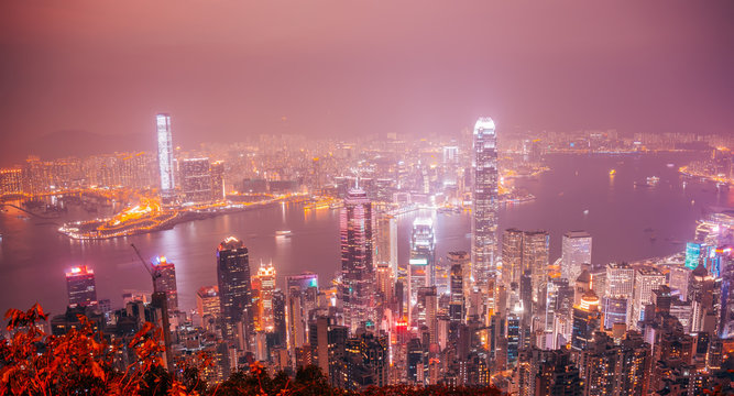 Hongkong Cityscape Night View from the Jardine's Lookout, Hong Kong, China