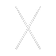 Two crossed wooden drumsticks in white design